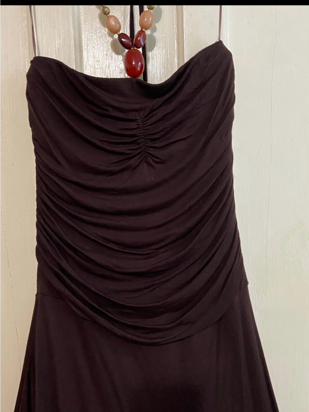 Michael Michael Kors halter with built in necklace brown & beige layers dress M - Picture 10 of 12